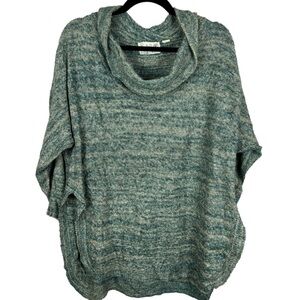 Field Flower Cowl Neck Cotton Blend Knit Tunic Sweater Medium Green